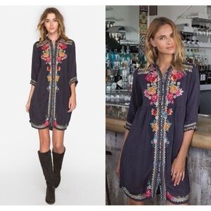 Johnny Was Brisa Embroidered Button Down Mini Dress